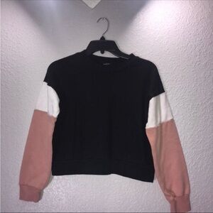 Ambiance Apparel Kids Colorblock Pullover Sweatshirt - Black, White & Blush Pink